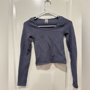 Aritizia Seamless Long-Sleeve Textured Scoop Neck Top - Slate Blue